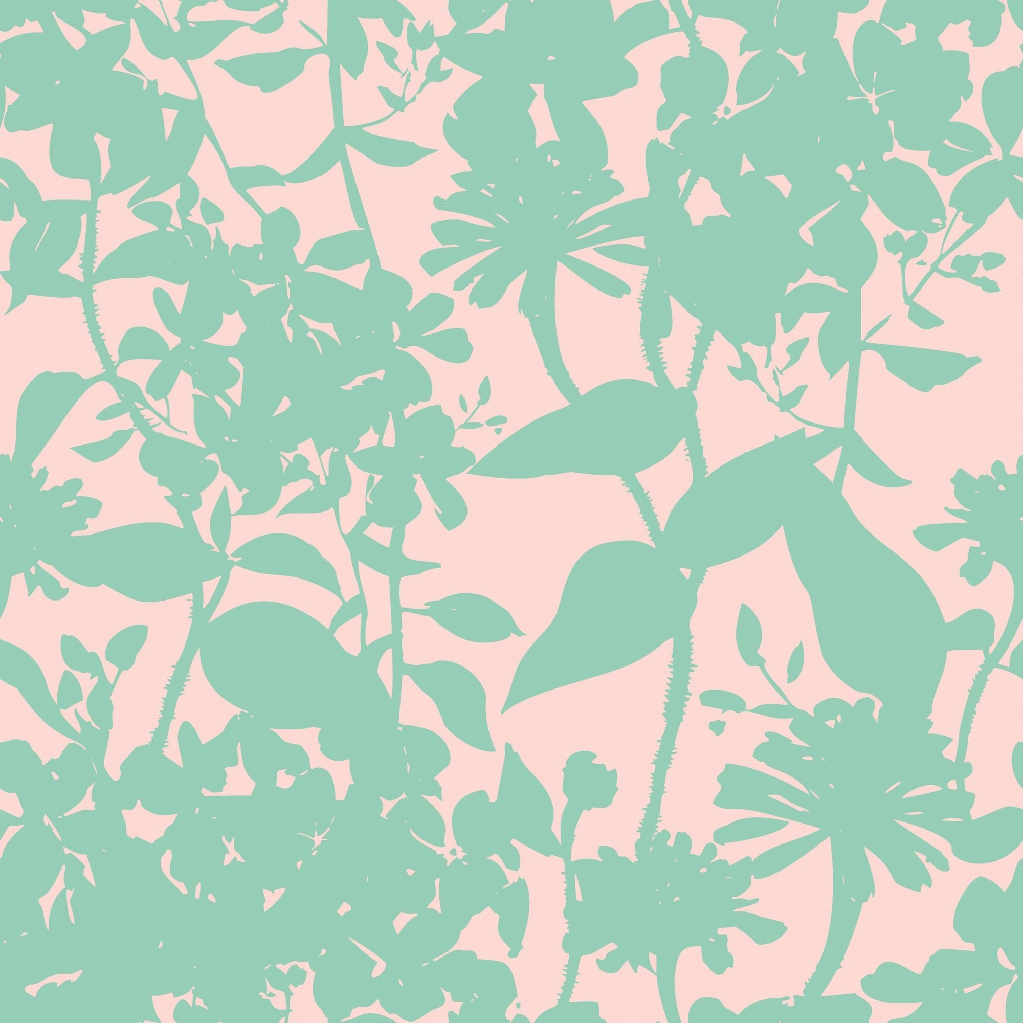HWA1217W Summer Silhouette Jade & Blossom Wallpaper by Hoopla Walls