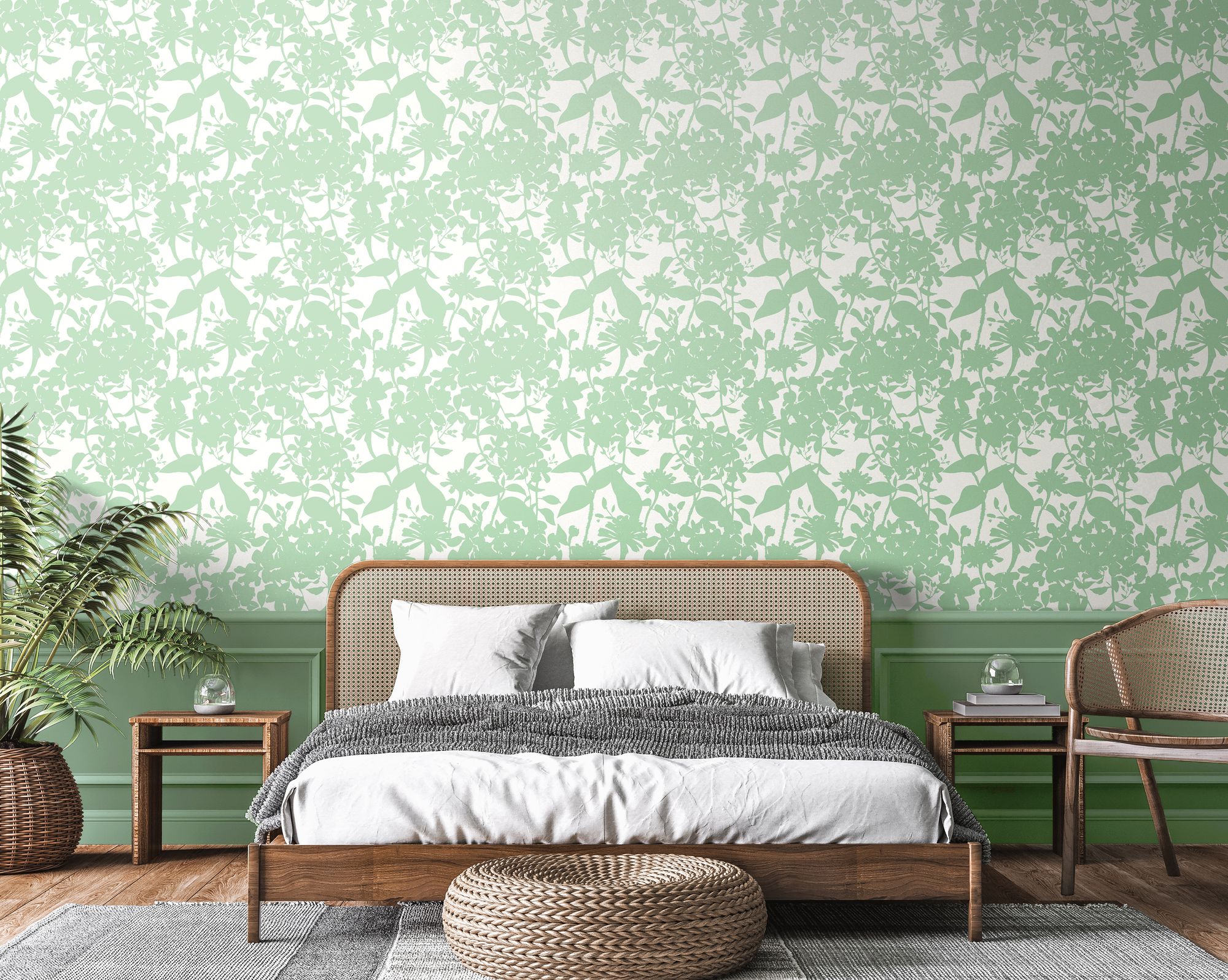 HWA1218W Summer Silhouette Mint Wallpaper by Hoopla Walls