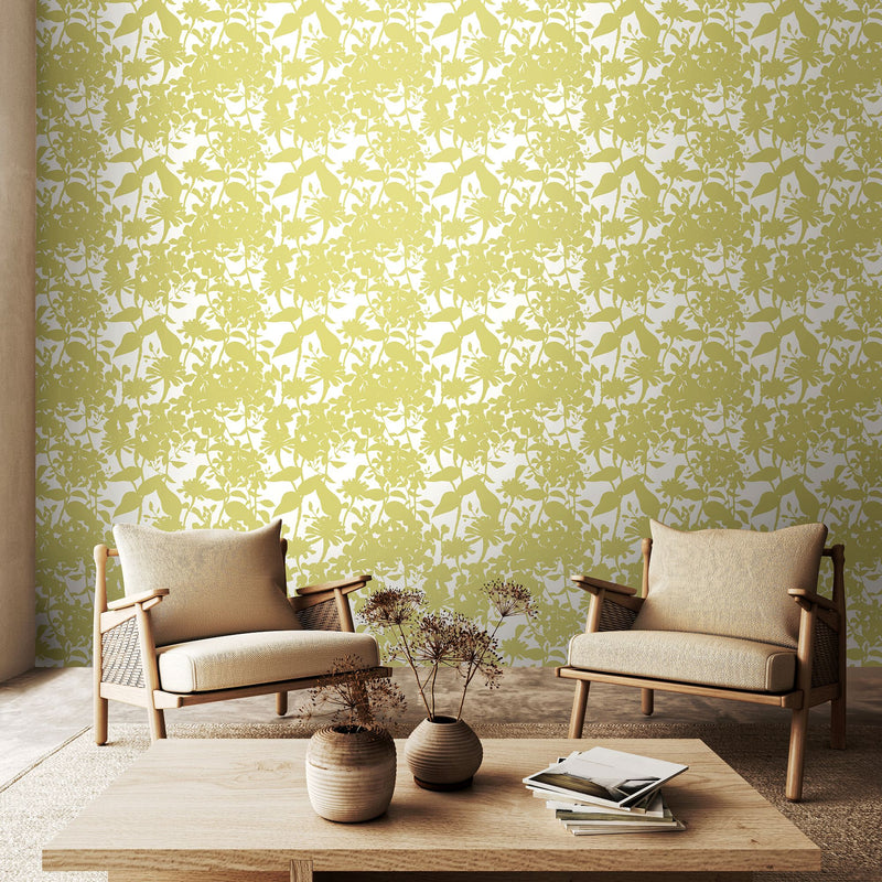 HWA1219W Summer Silhouette French Lime Wallpaper by Hoopla Walls