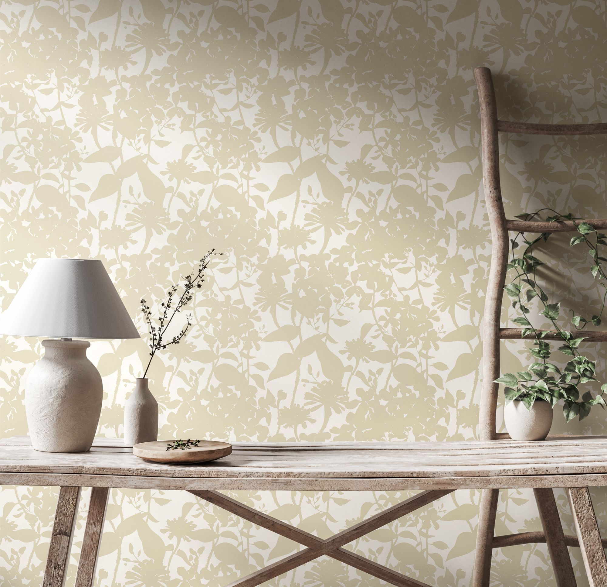 HWA1220W Summer Silhouette Chalk & Linen Wallpaper by Hoopla Walls