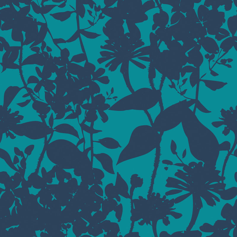 HWA1222W Summer Silhouette Ink & Teal Wallpaper by Hoopla Walls