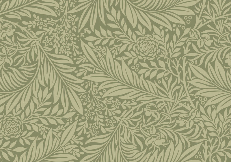 HWA1233W Leaf Vine Olivine Wallpaper by Hoopla Walls