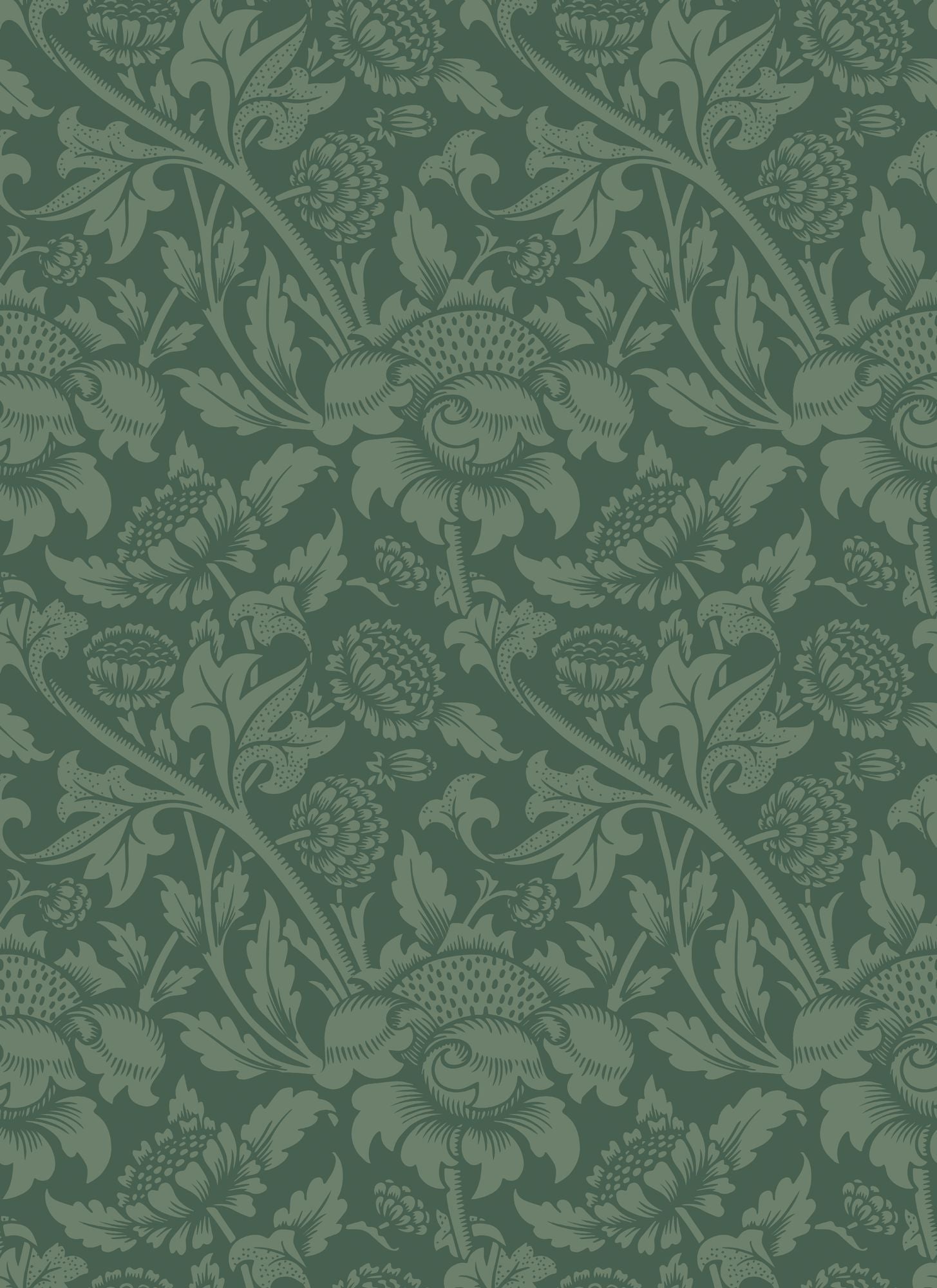 HWA1246W Damask Trail Forest Green Wallpaper by Hoopla Walls