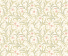 HWA1264W Floral Trail Sage & Coral Wallpaper by Hoopla Walls