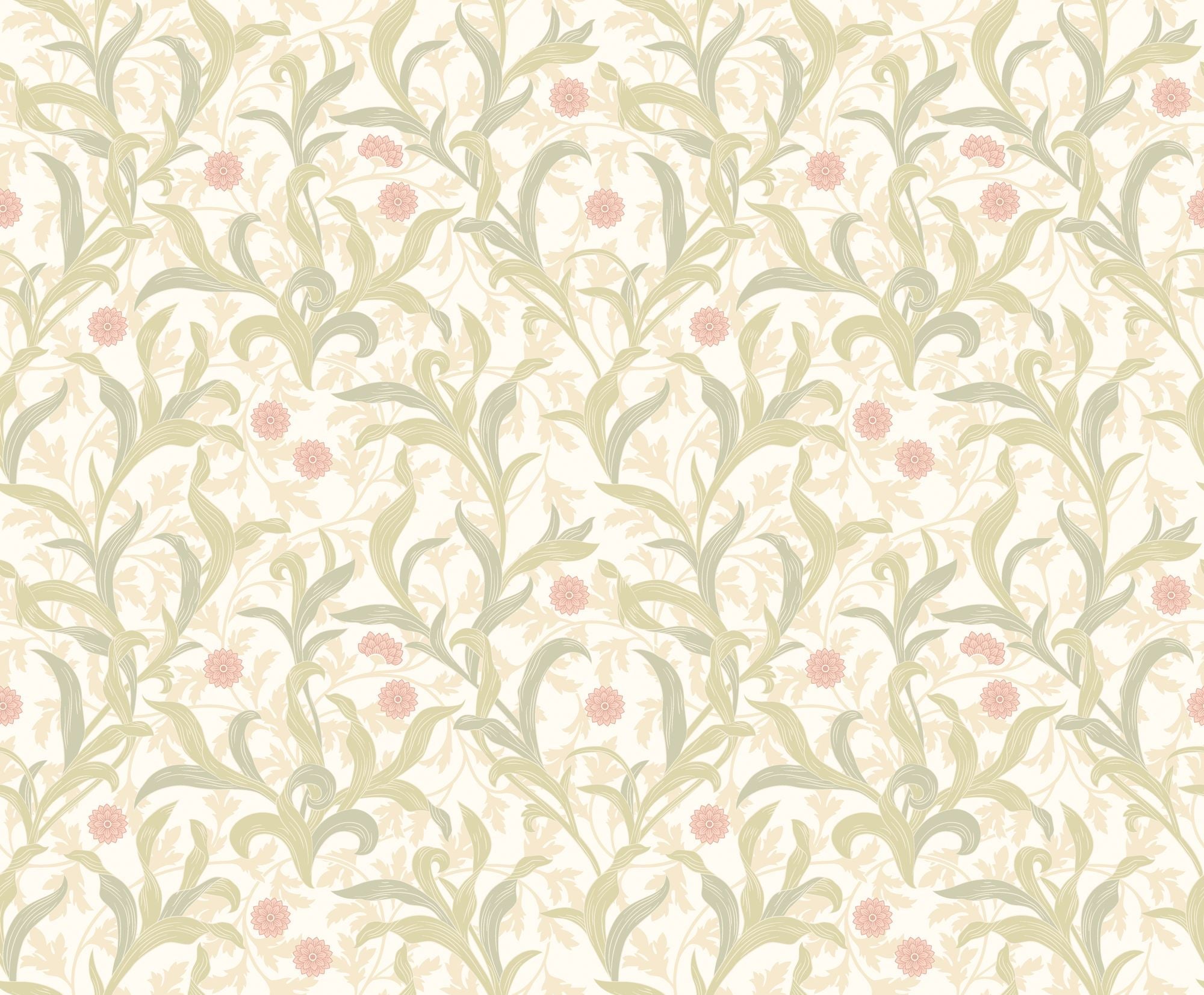 HWA1264W Floral Trail Sage & Coral Wallpaper by Hoopla Walls