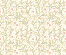 HWA1264W Floral Trail Sage & Coral Wallpaper by Hoopla Walls