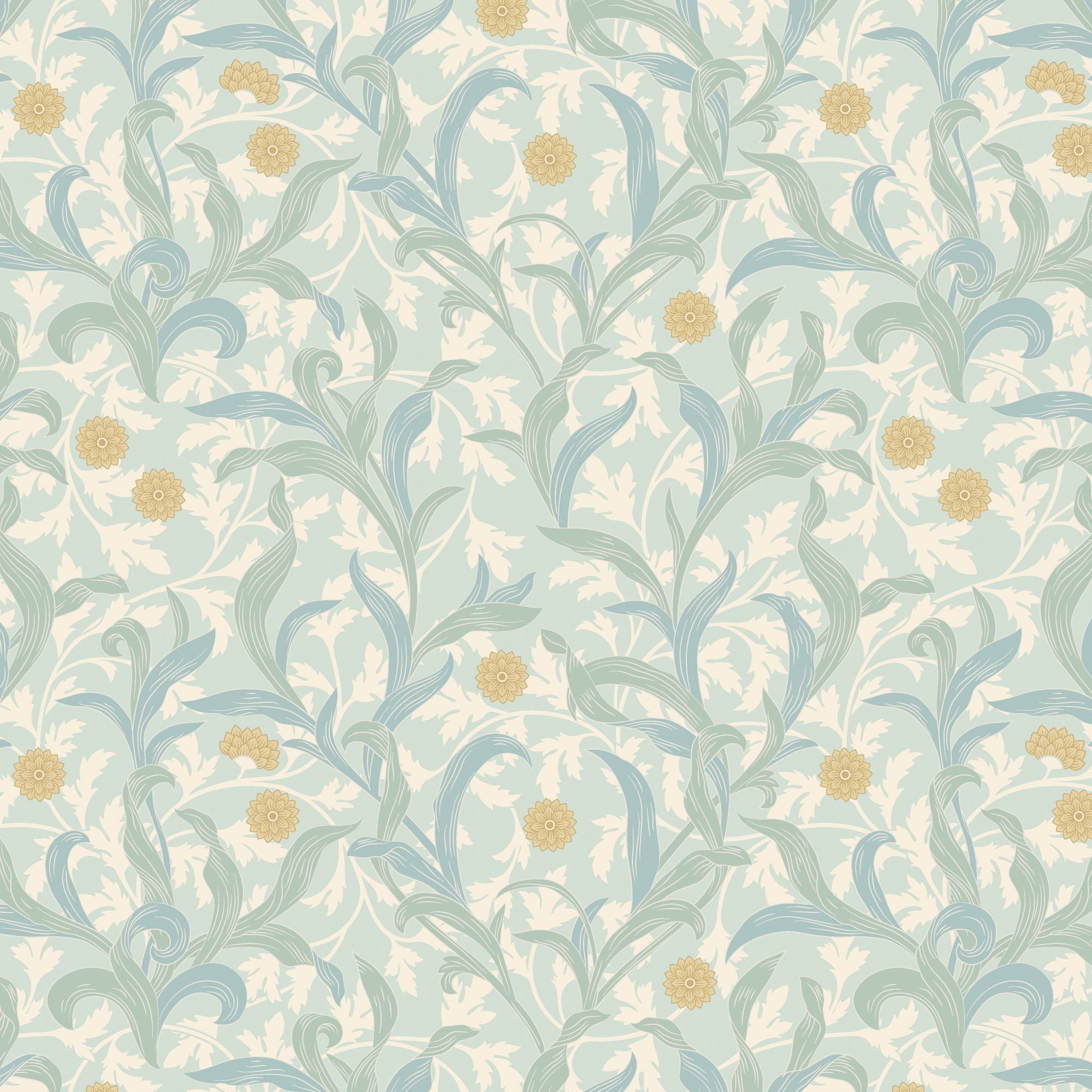HWA1266W Floral Trail Duck Egg Blue Wallpaper by Hoopla Walls
