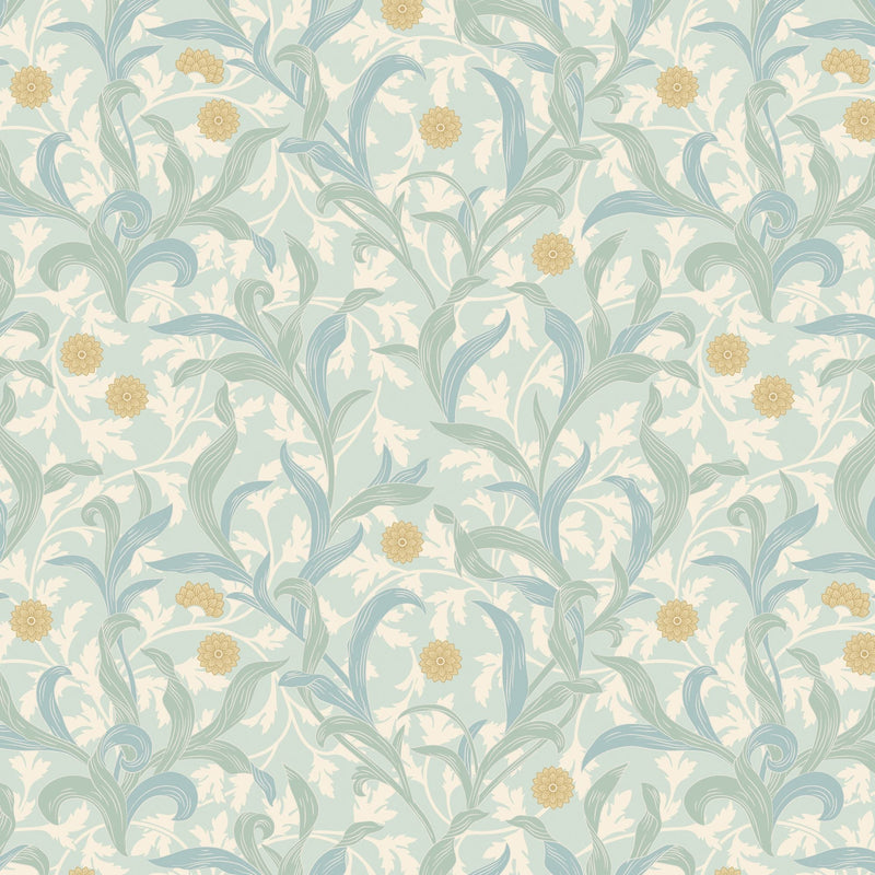 HWA1266W Floral Trail Duck Egg Blue Wallpaper by Hoopla Walls