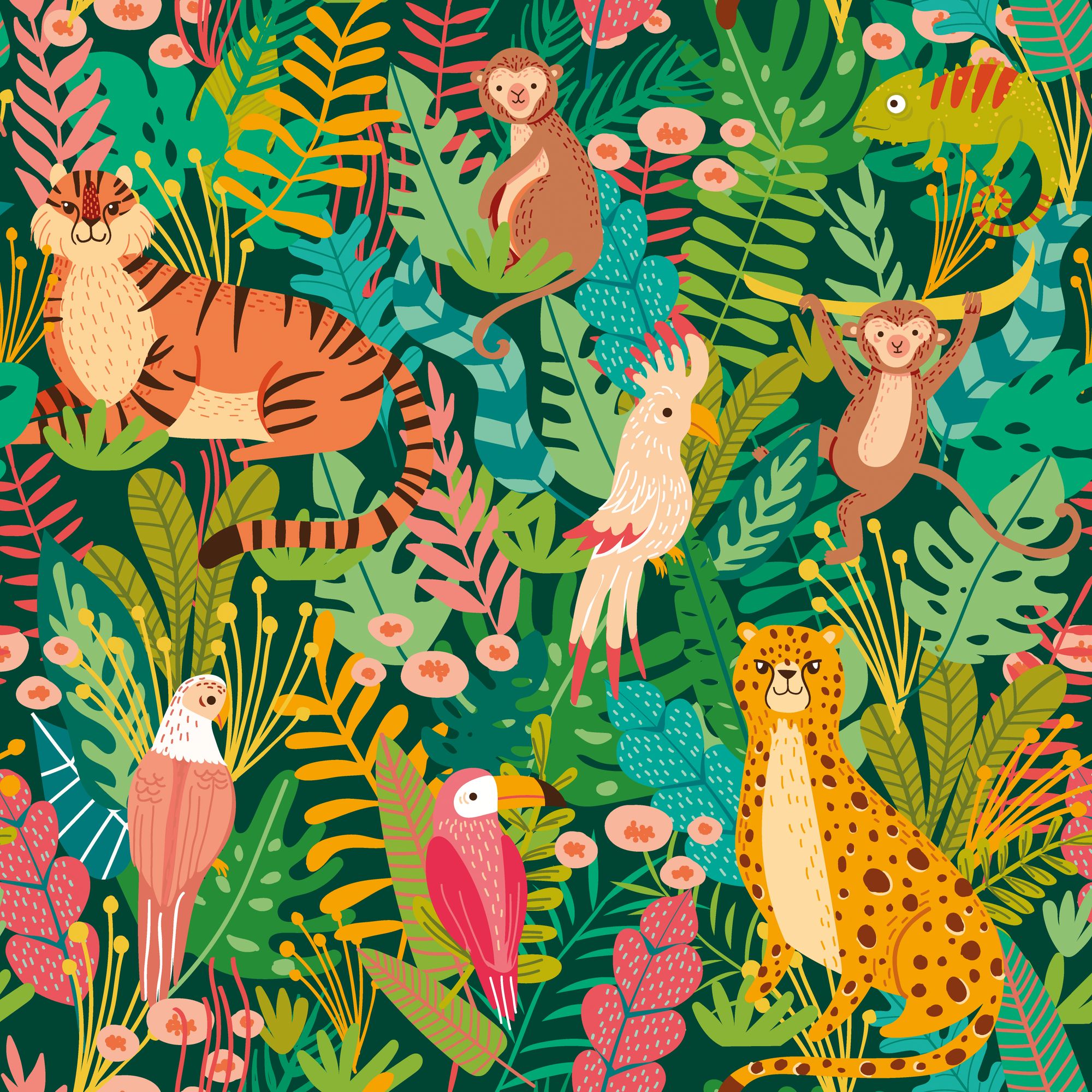 HWA1273W Animal Kingdom Lush Forest Wallpaper by Hoopla Walls
