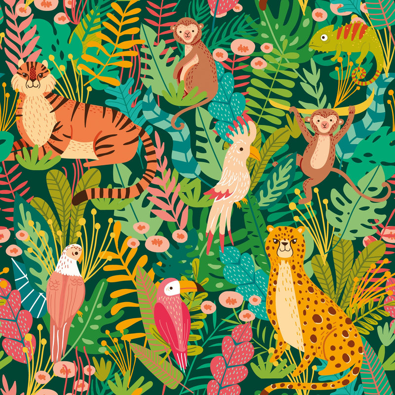 HWA1273W Animal Kingdom Lush Forest Wallpaper by Hoopla Walls