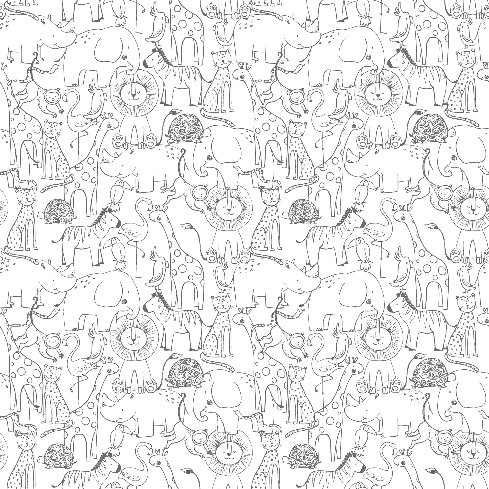HWA1275W Animal Doodle Chalkboard Wallpaper by Hoopla Walls