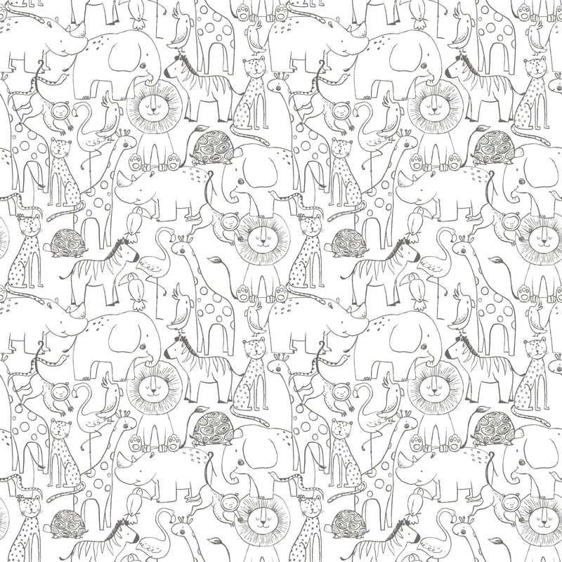HWA1275W Animal Doodle Chalkboard Wallpaper by Hoopla Walls