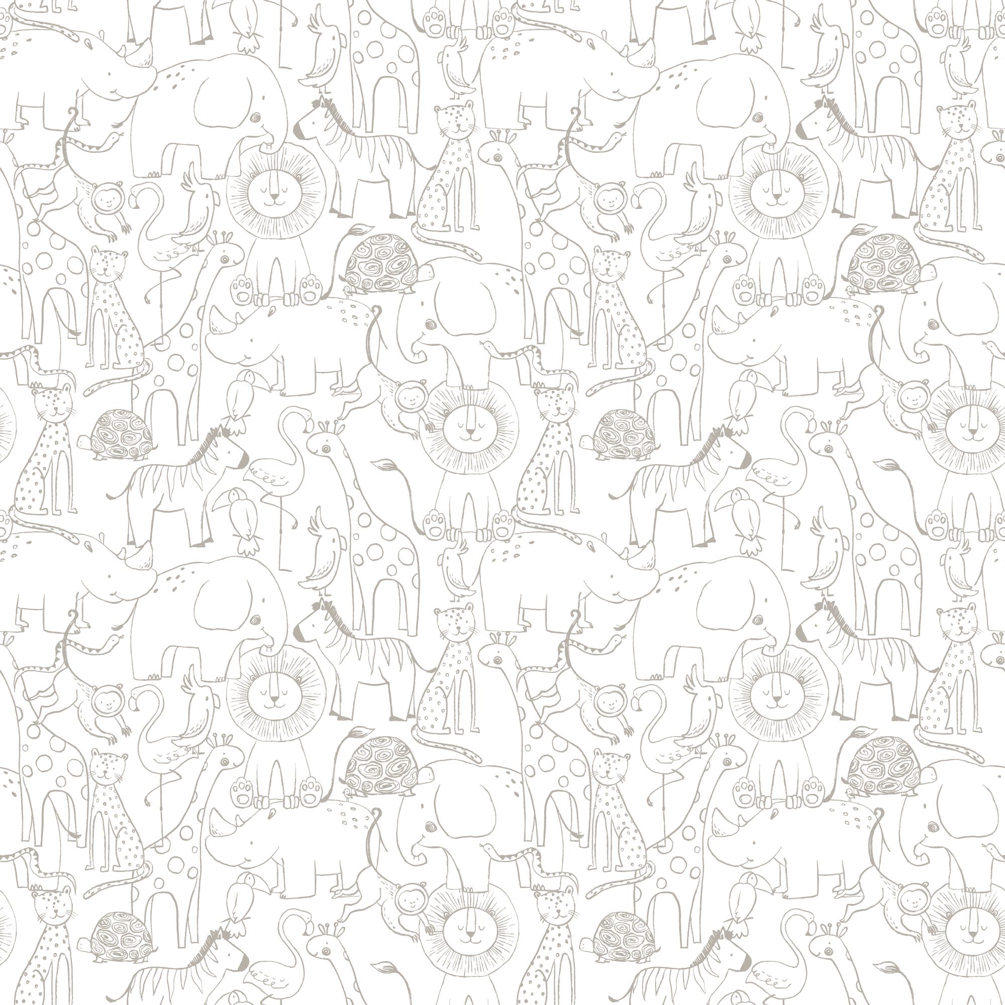 HWA1276W Animal Doodle Smoke Wallpaper by Hoopla Walls