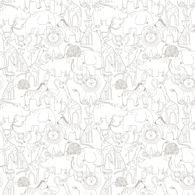 HWA1276W Animal Doodle Smoke Wallpaper by Hoopla Walls