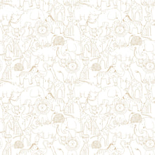 HWA1277W Animal Doodle Parchment Wallpaper by Hoopla Walls