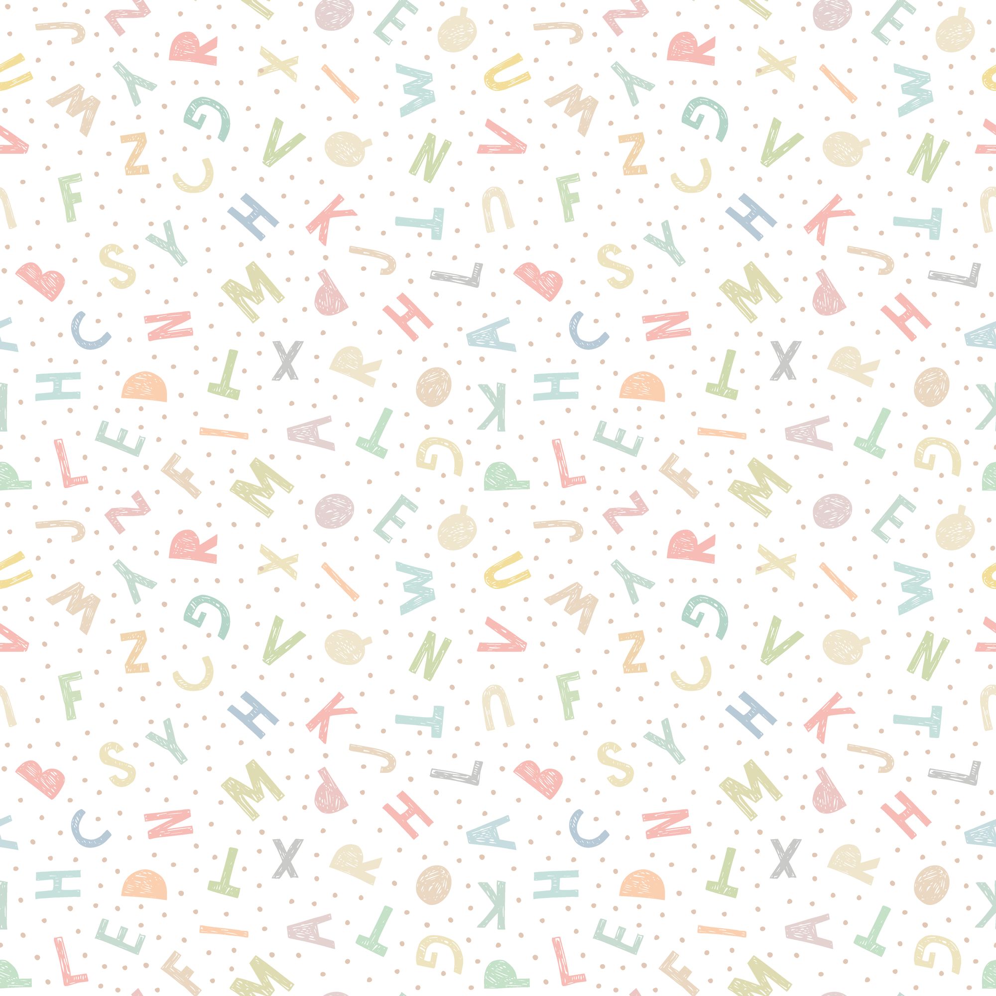 HWA1278W Alphabet Jumble Soft Sorbet Wallpaper by Hoopla Walls