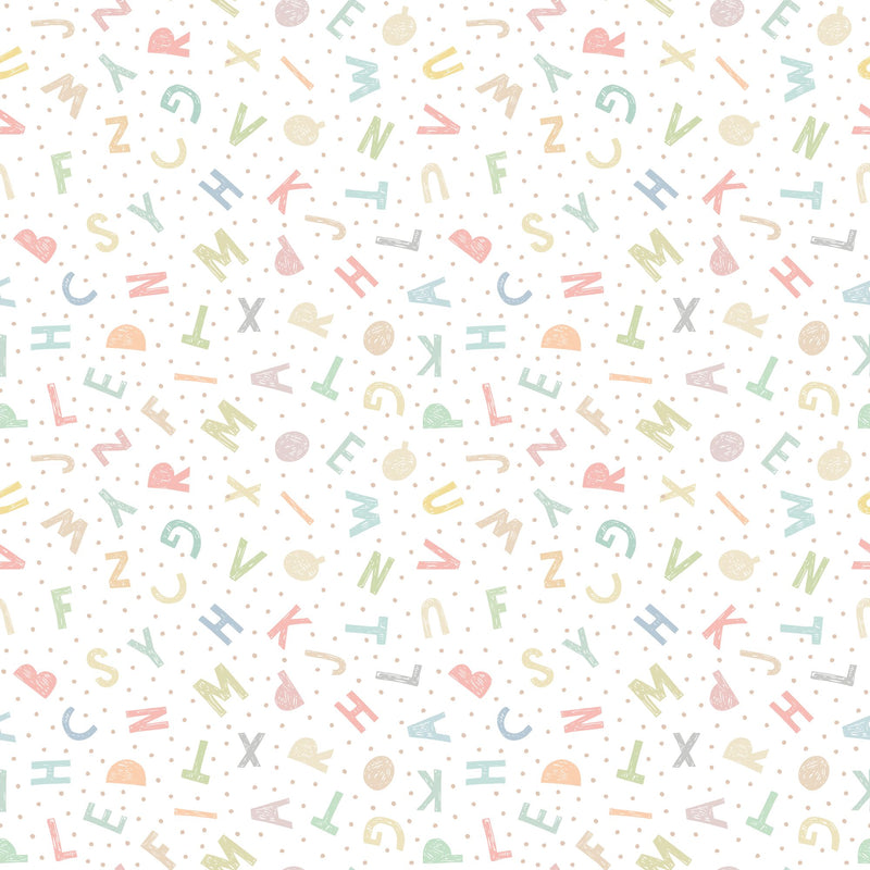 HWA1278W Alphabet Jumble Soft Sorbet Wallpaper by Hoopla Walls