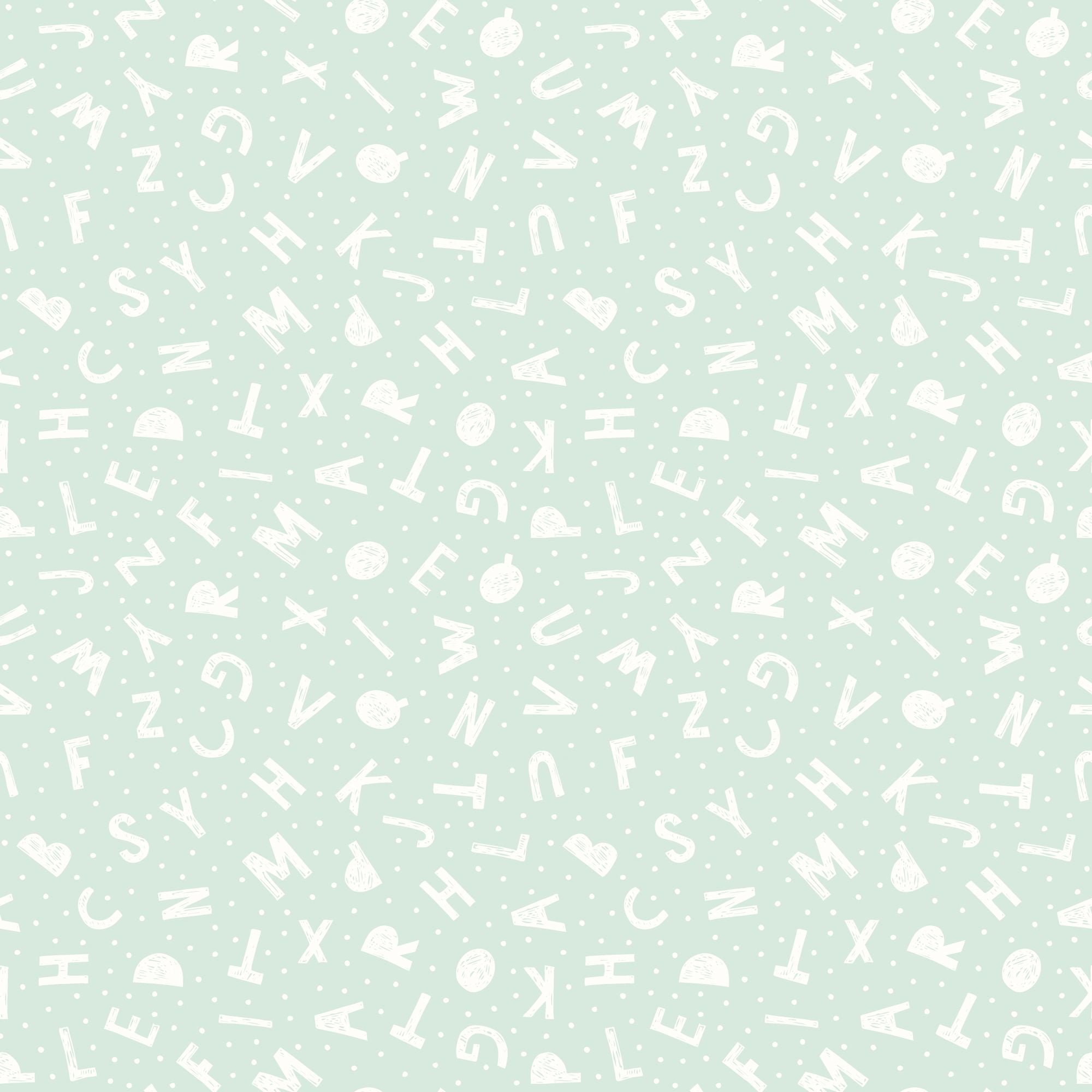 HWA1280W Alphabet Jumble Seafoam Wallpaper by Hoopla Walls
