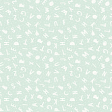 HWA1280W Alphabet Jumble Seafoam Wallpaper by Hoopla Walls