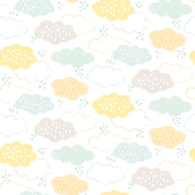 HWA1281W Fluffy Clouds Lemon Fizz Wallpaper by Hoopla Walls
