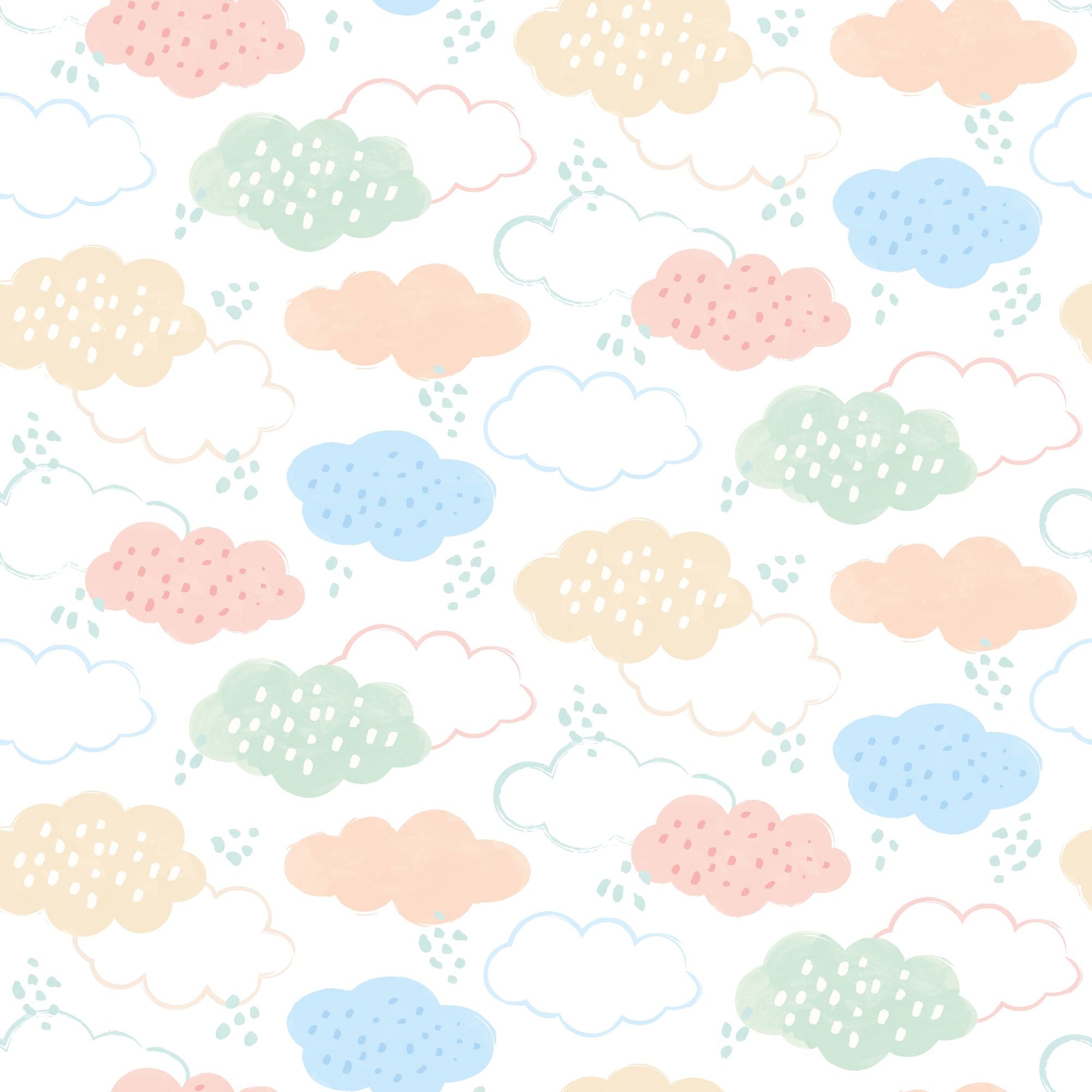 HWA1282W Fluffy Clouds Pastel Riot Wallpaper by Hoopla Walls