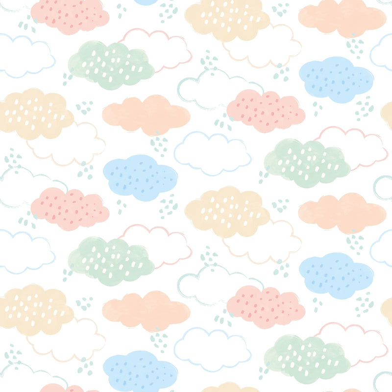 HWA1282W Fluffy Clouds Pastel Riot Wallpaper by Hoopla Walls