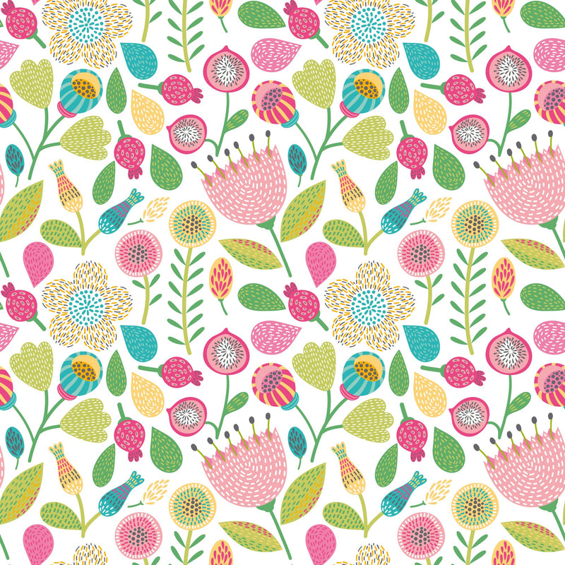 HWA1287W Folk Floral Tutti Frutti Wallpaper by Hoopla Walls