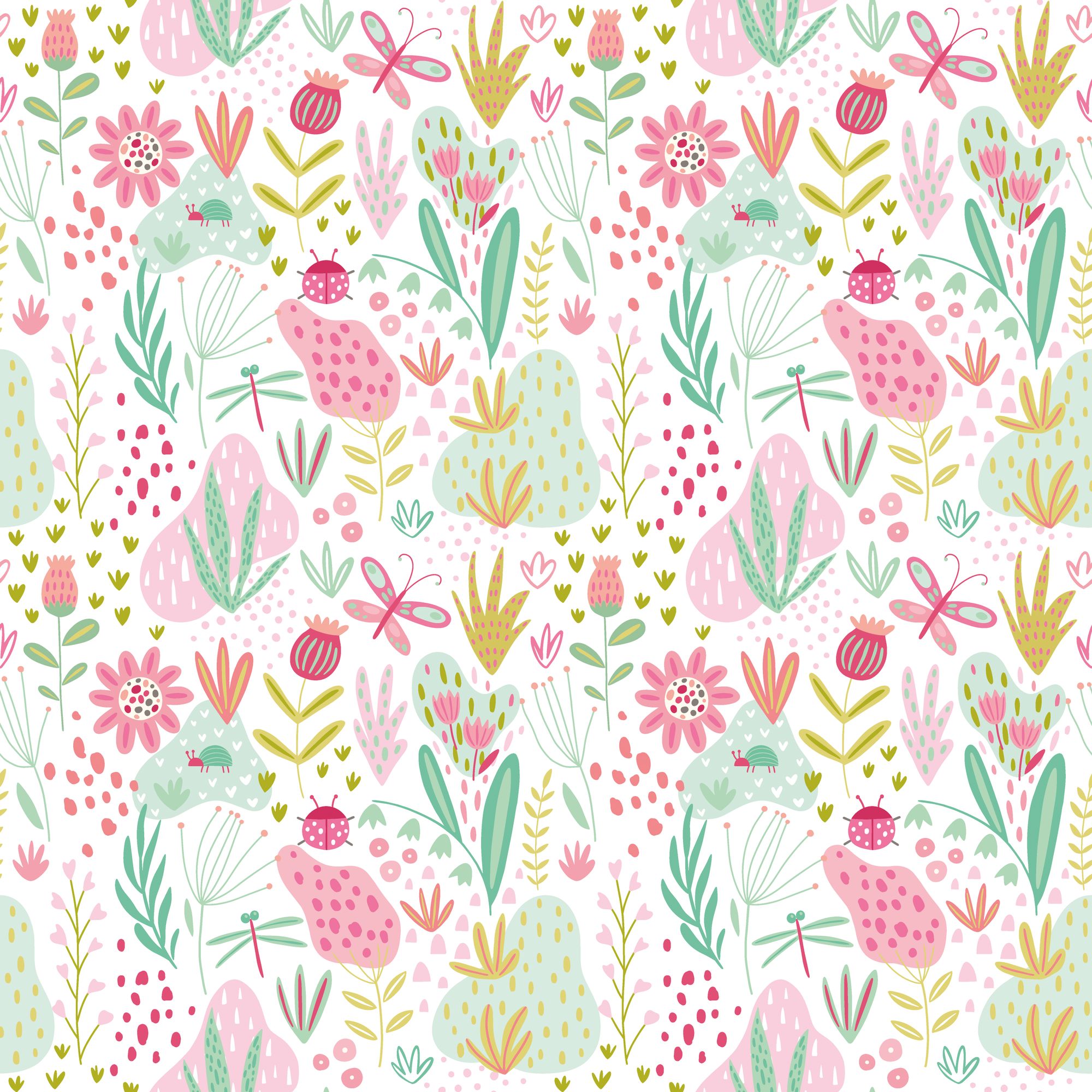 HWA1289W Bug Garden Candy Apples Wallpaper by Hoopla Walls
