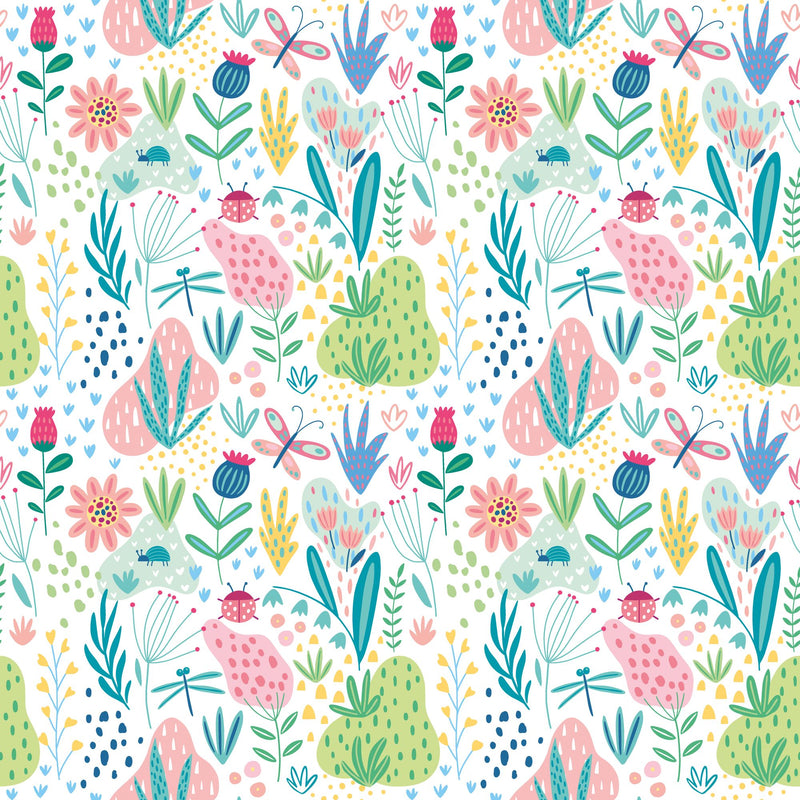 HWA1290W Bug Garden Sky Mix Wallpaper by Hoopla Walls