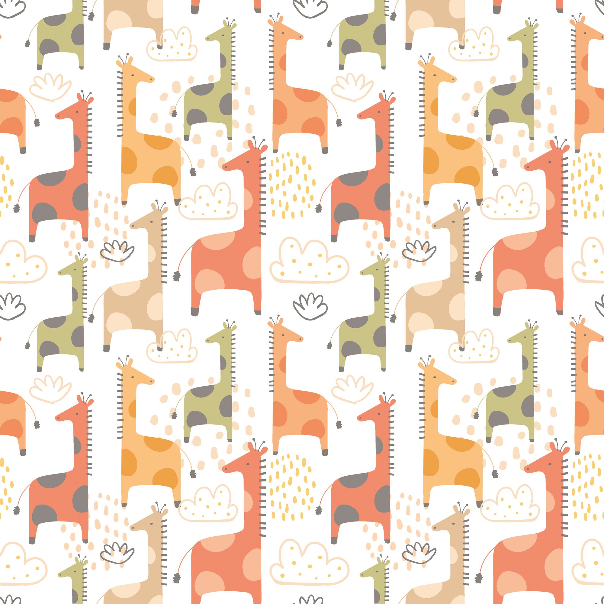 HWA1297W Giraffe Friends Ginger Spice Wallpaper by Hoopla Walls
