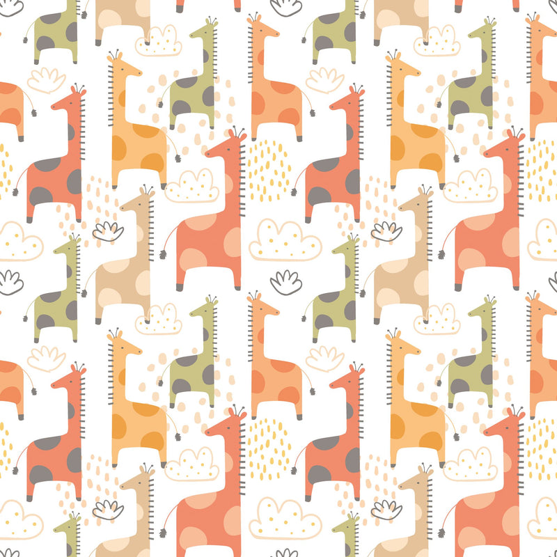 HWA1297W Giraffe Friends Ginger Spice Wallpaper by Hoopla Walls
