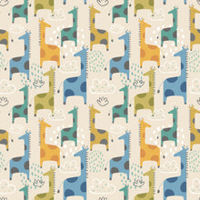 HWA1298W Giraffe Friends Denim Mix Wallpaper by Hoopla Walls