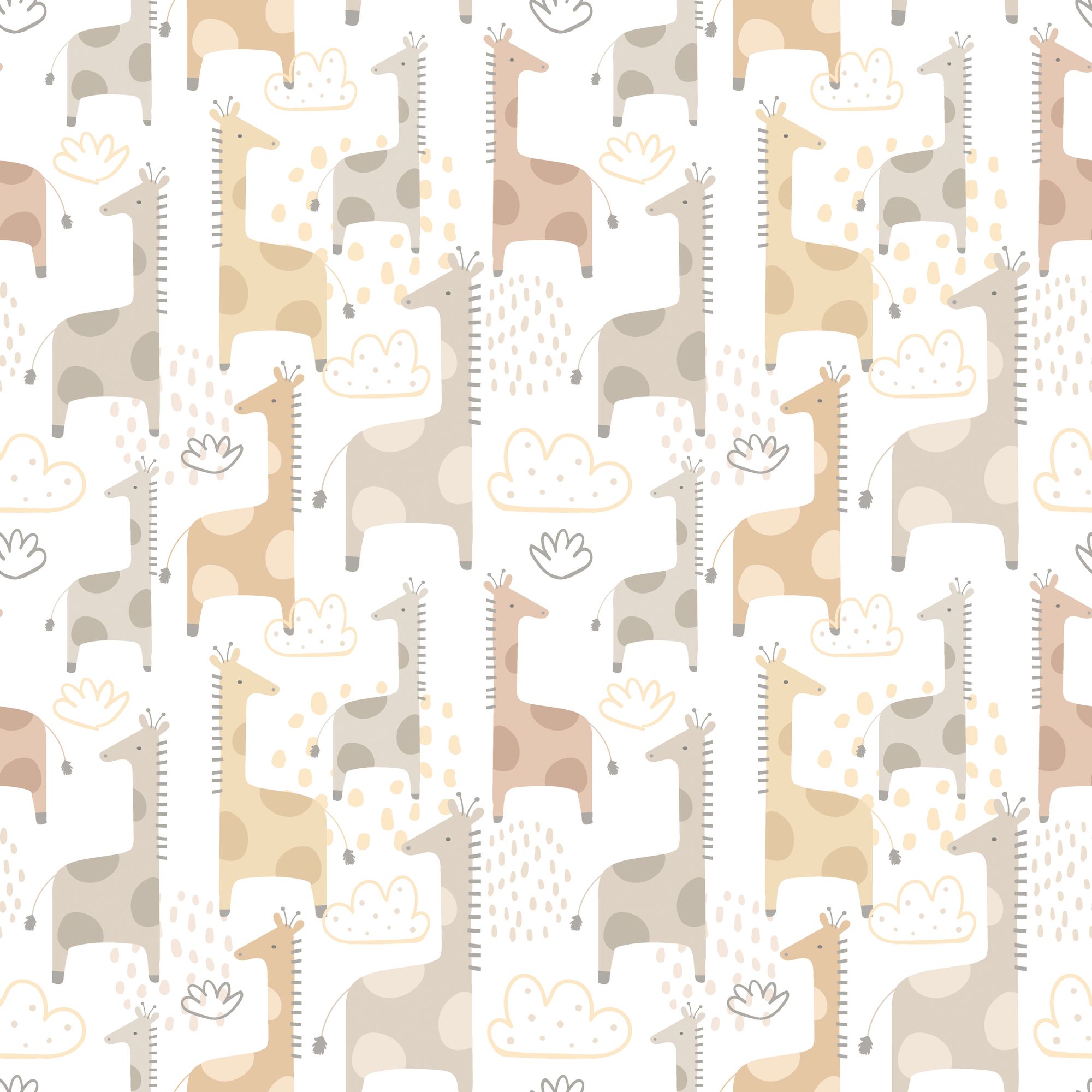 HWA1299W Giraffe Friends Marshmallow Wallpaper by Hoopla Walls