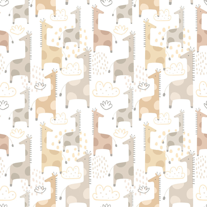 HWA1299W Giraffe Friends Marshmallow Wallpaper by Hoopla Walls