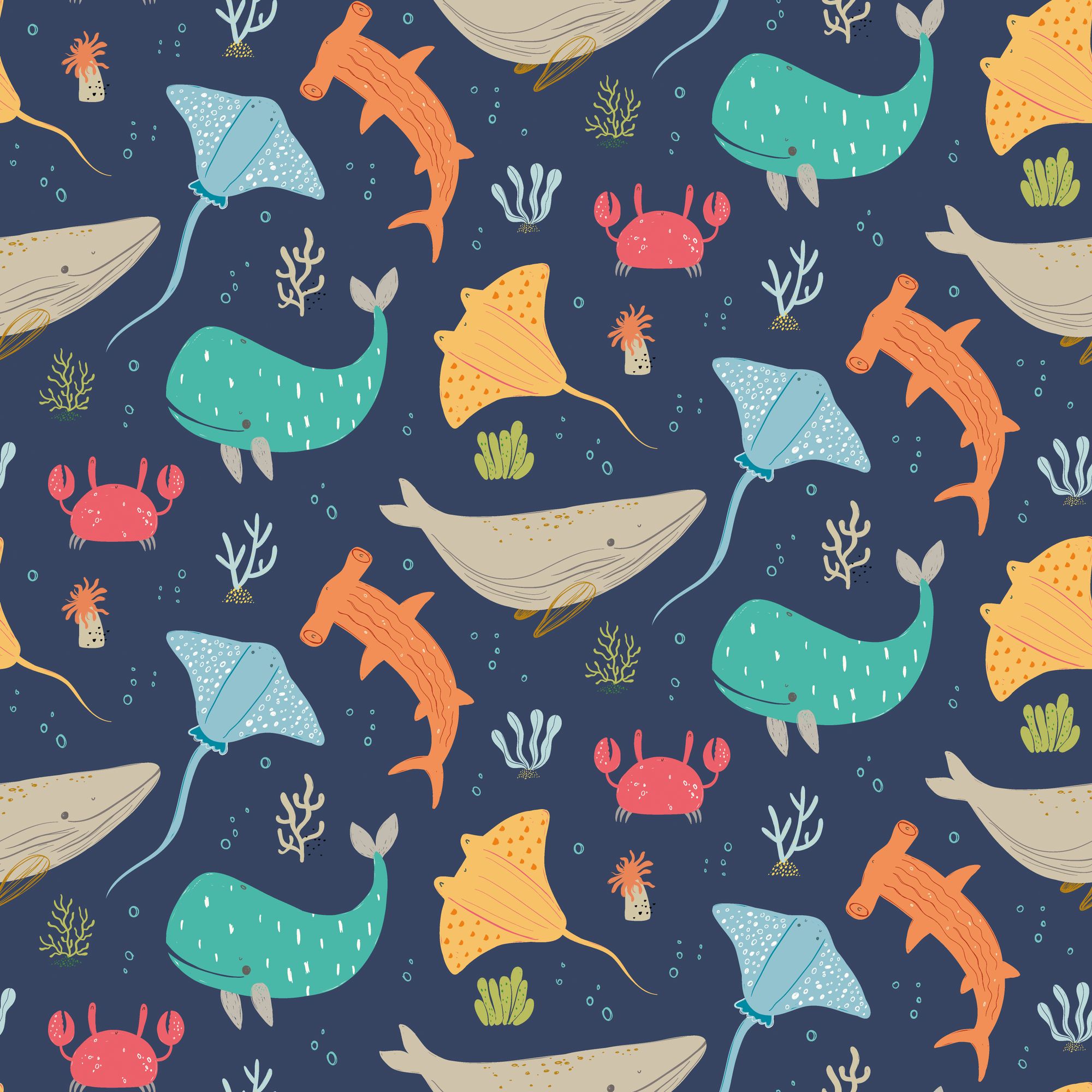 HWA1300W Ocean Adventure Inky Mix Wallpaper by Hoopla Walls