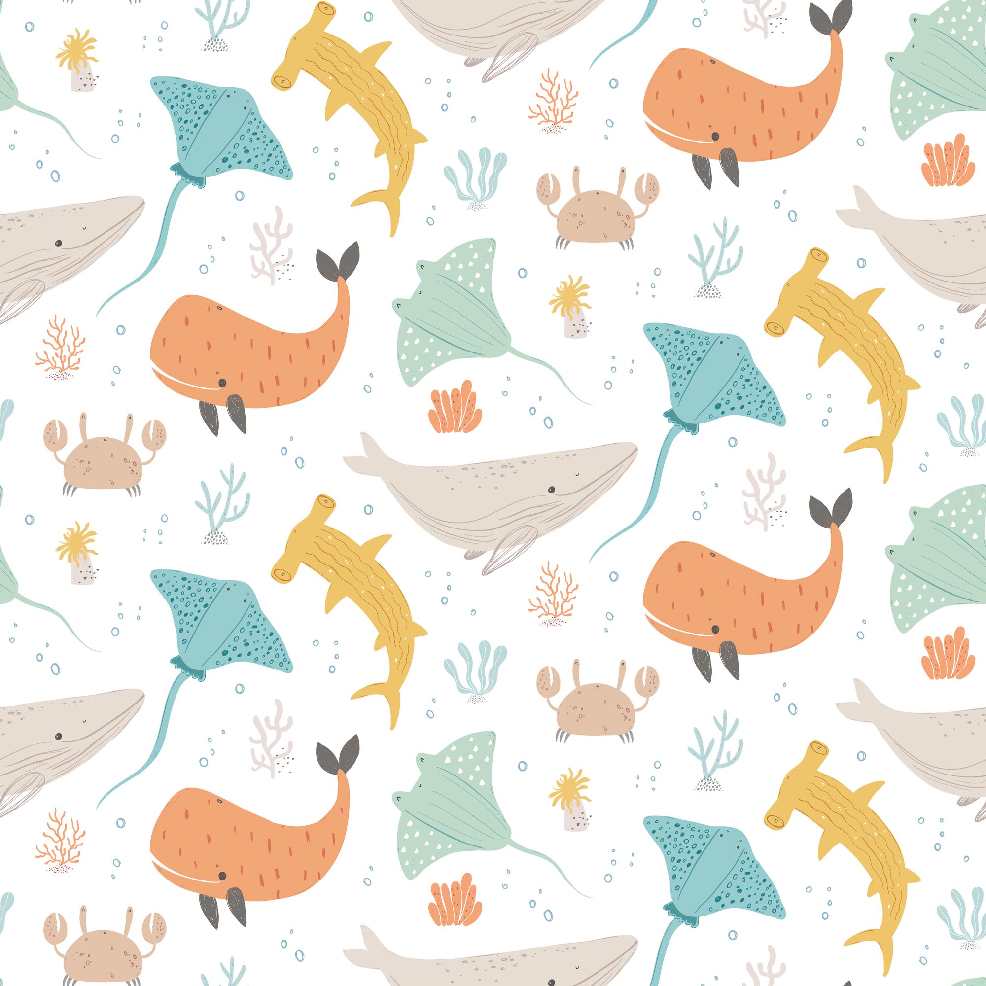 HWA1301W Ocean Adventure Seafoam Spice Wallpaper by Hoopla Walls
