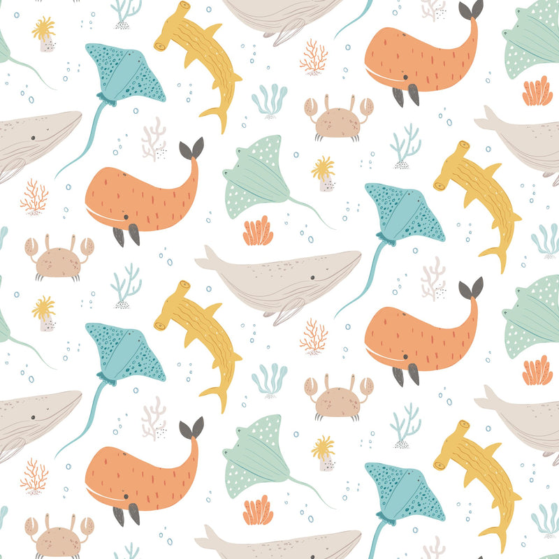 HWA1301W Ocean Adventure Seafoam Spice Wallpaper by Hoopla Walls