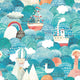 Ships Ahoy! Aqua & Coral Peekaboo Wallpaper by Hoopla Walls