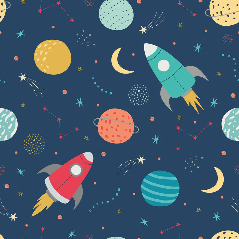 HWA1305W Lift Off! Ink & Scarlet Wallpaper by Hoopla Walls
