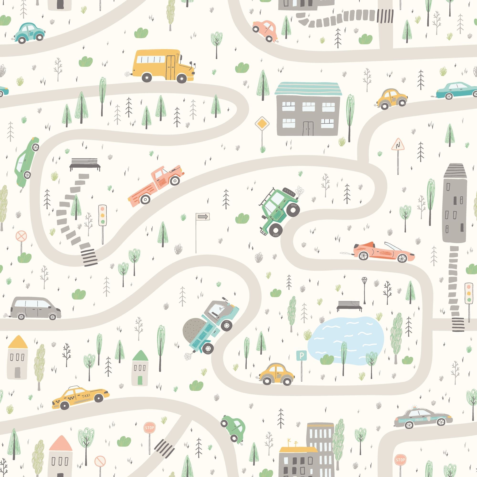 HWA1307W Road Trip Popcorn Wallpaper by Hoopla Walls