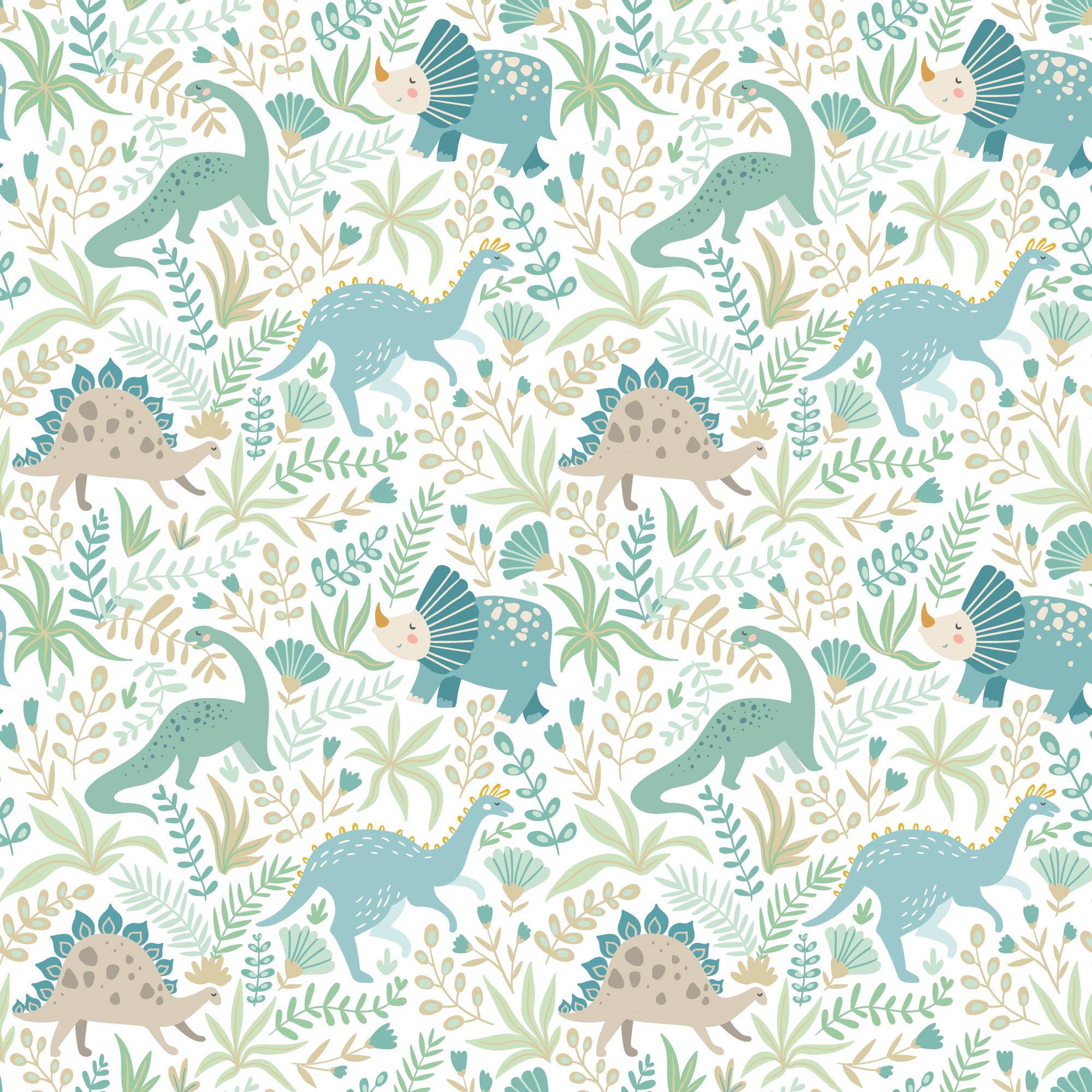 HWA1311W Jurassic Party Denim Mix Wallpaper by Hoopla Walls