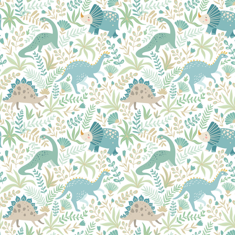 HWA1311W Jurassic Party Denim Mix Wallpaper by Hoopla Walls