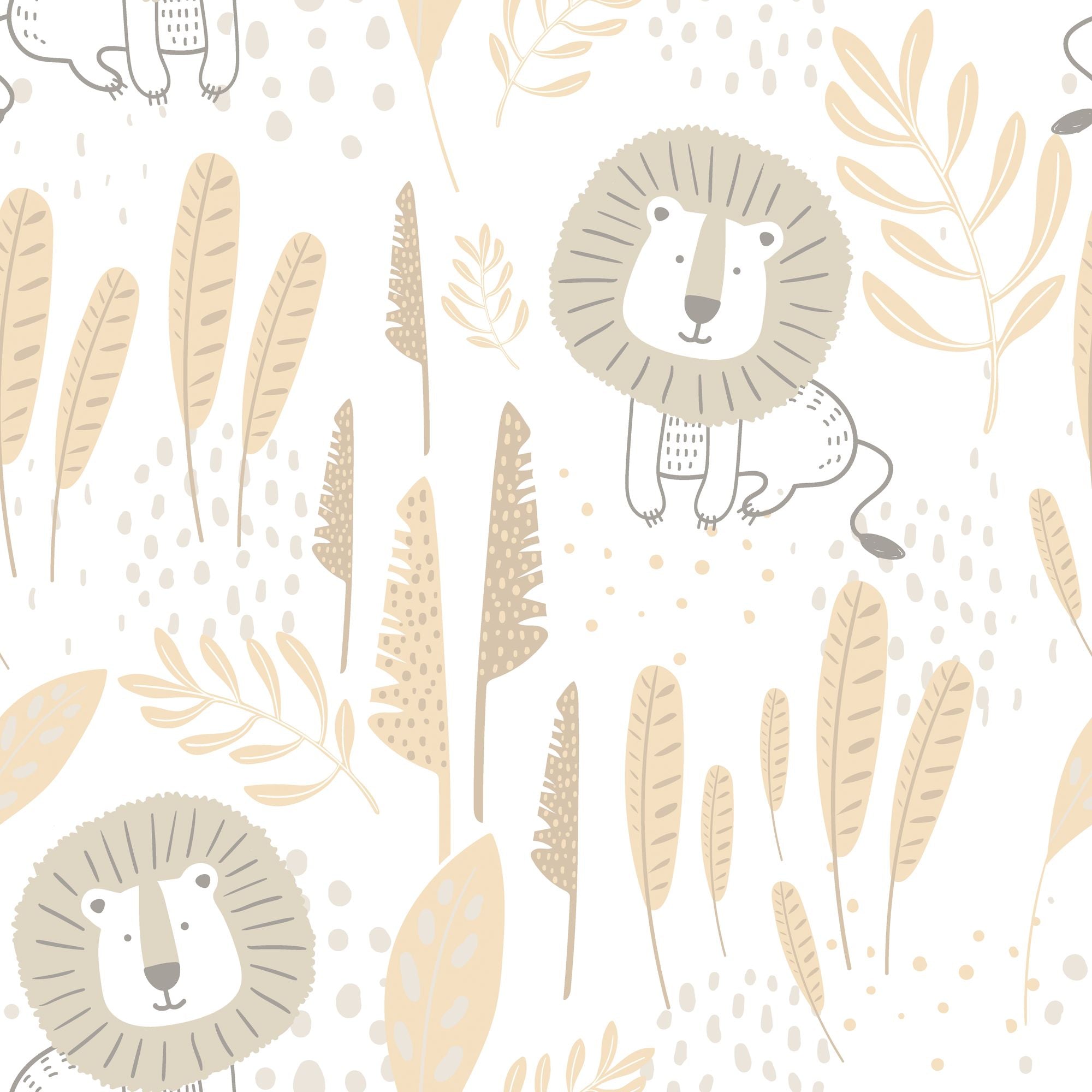 HWA1312W Happy Lion Honey Mallow Wallpaper by Hoopla Walls
