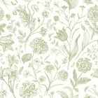 HWA1325W Floral Toile Sage Wallpaper by Hoopla Walls
