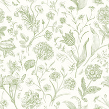 HWA1325W Floral Toile Sage Wallpaper by Hoopla Walls