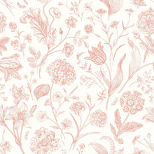 HWA1327W Floral Toile Soft Coral Wallpaper by Hoopla Walls