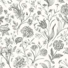 HWA1330W Floral Toile Ebony Wallpaper by Hoopla Walls