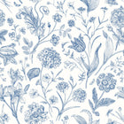 HWA1331W Floral Toile Royal Blue Wallpaper by Hoopla Walls