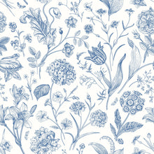 HWA1331W Floral Toile Royal Blue Wallpaper by Hoopla Walls