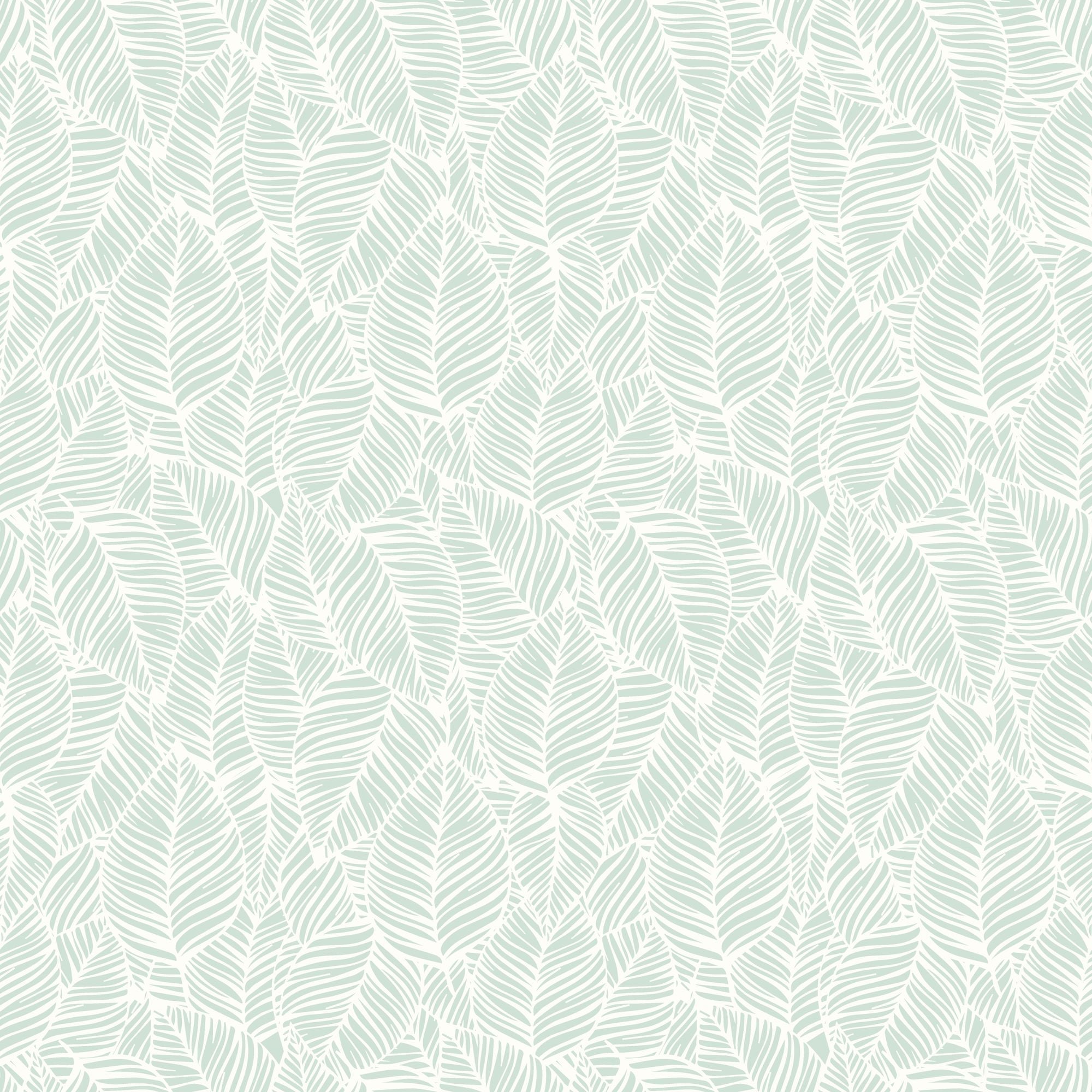 HWA1361W Zebra Leaf Duck Egg Blue Wallpaper by Hoopla Walls